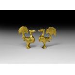 Chinese Qing Gilt Phoenix Statuette Pair