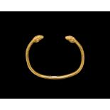 Western Asiatic Achaemenid Gold Bracelet with Ram-Head Terminals