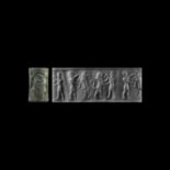 Western Asiatic Akkadian Cylinder Seal with Contest Scene