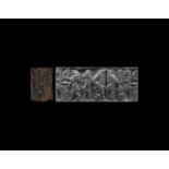 Western Asiatic Old Akkadian Cylinder Seal with Enki and Ea