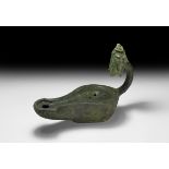 Roman Large Oil Lamp with Satyr Mask