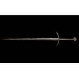 Medieval Type XVII Sword with Latten Inlaid Pommel