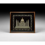 Indian Silver Taj Mahal Embroidery Panel