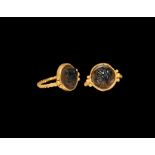 Roman Helmetted Bust Cameo in Gold Ring