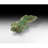 Natural History - Large Green Stone Goldfish Statuette