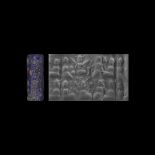 Western Asiatic Cylinder Seal with Worshipping Scenes