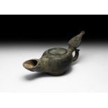 Roman Oil Lamp with Ivy Leaf