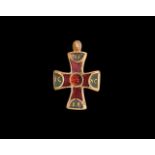 Post Medieval Gold and Garnet Cross Pendant