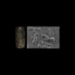 Western Asiatic Cylinder Seal with Hunting Scene