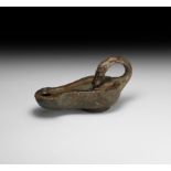 Roman Oil Lamp with Swan-Neck Handle