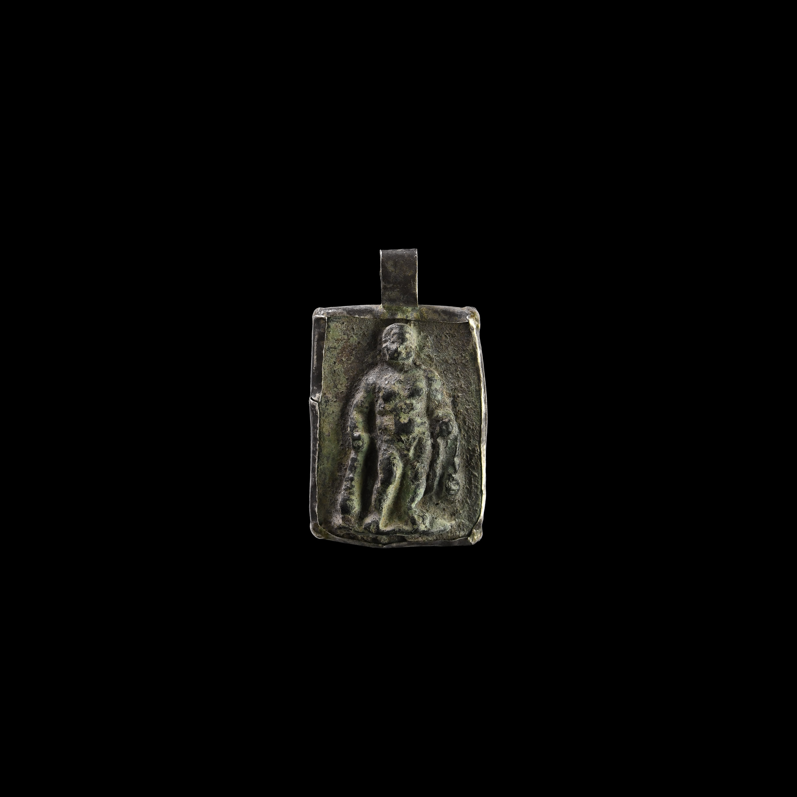 Roman Silver and Bronze Hercules Pendant