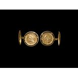 Vintage Gold USA 1873 2 1/2 Dollar Coin Cufflink Pair