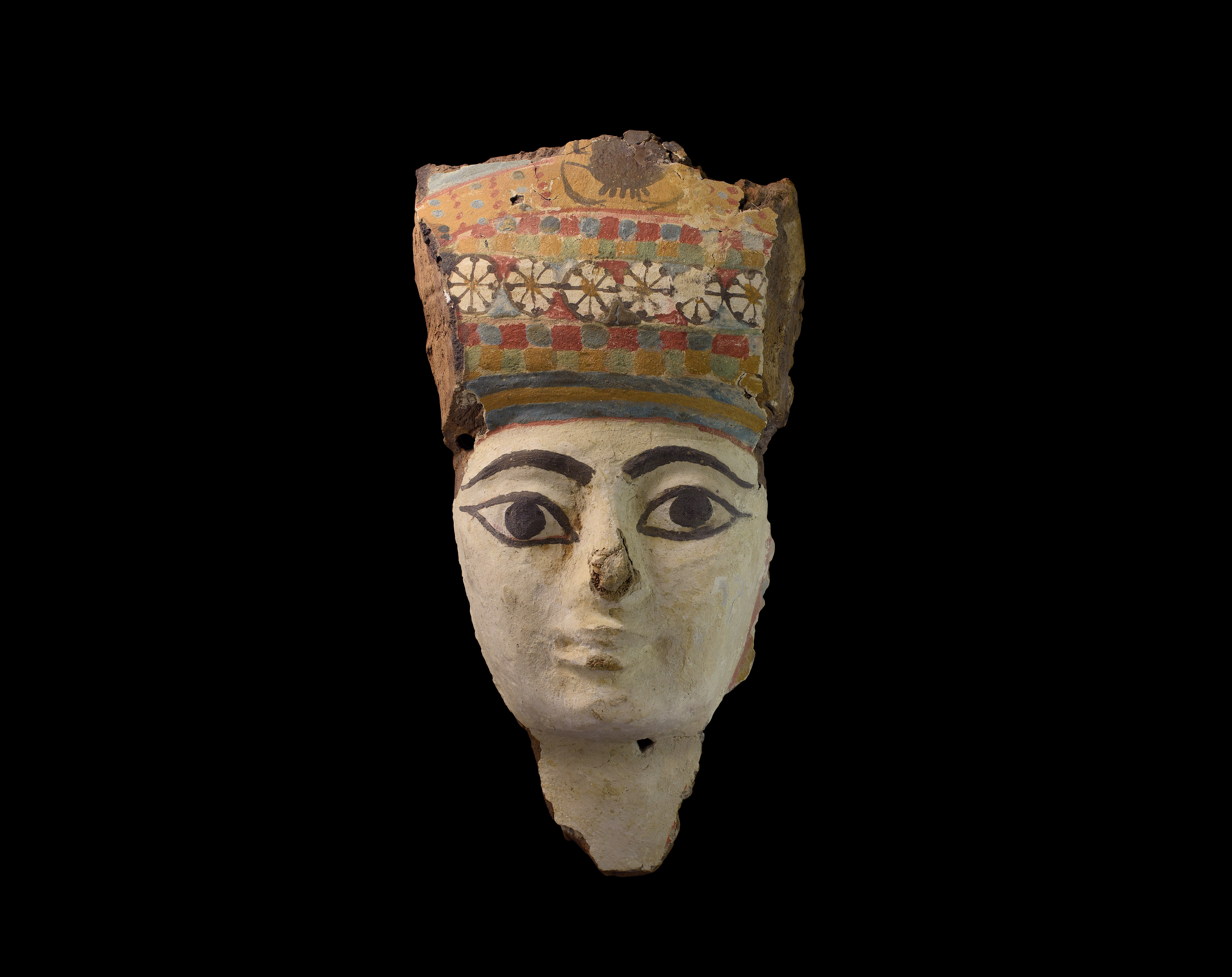 Egyptian Polychrome Wooden Face Mask