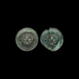 Roman Bearded Male Phalera Pair