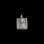 Medieval Silver Pendant with Saint