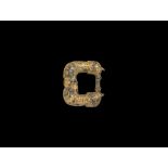 Medieval Gilt Buckle with Couchant Leopards