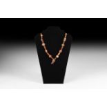 Indus Valley Etched Carnelian Bead Necklace