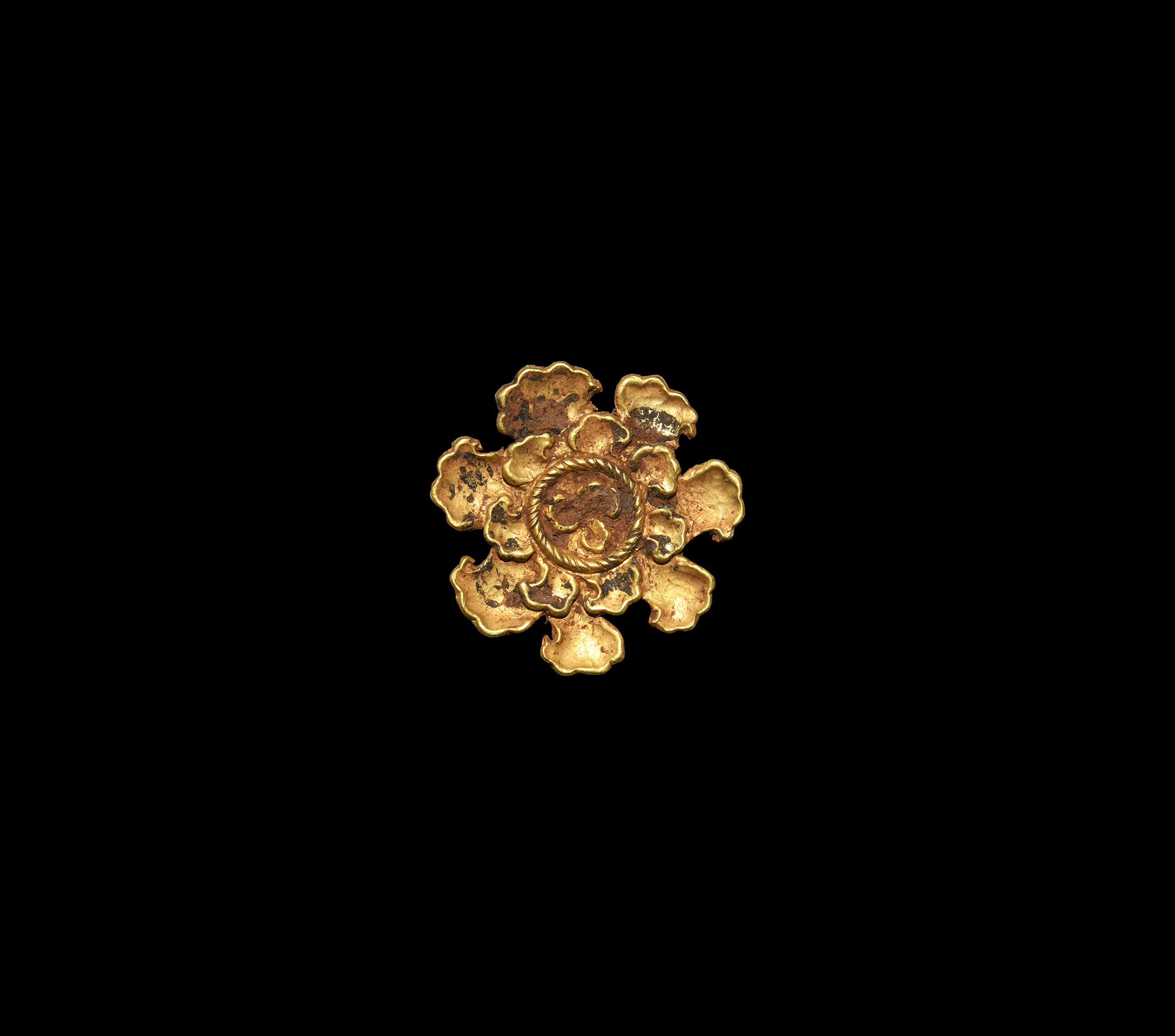 Chinese Qing Gold Rosette Plaque