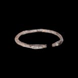 Western Asiatic Silver Bracelet with Animal Head Terminals