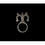 Late Roman Ring with Stylised Horse-Heads