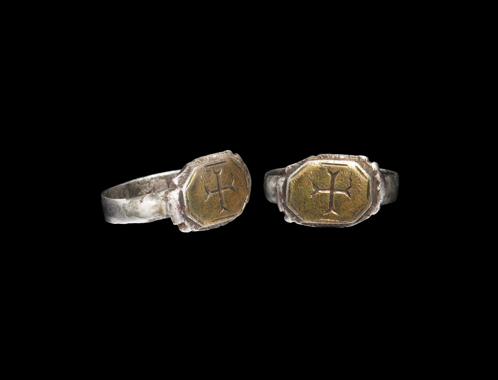 Medieval Silver Ring with Crusader Cross