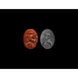 Roman Intaglio Gemstone with Sea Creatures