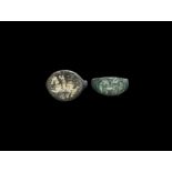 Roman Rings with Horse and Rider Intaglio