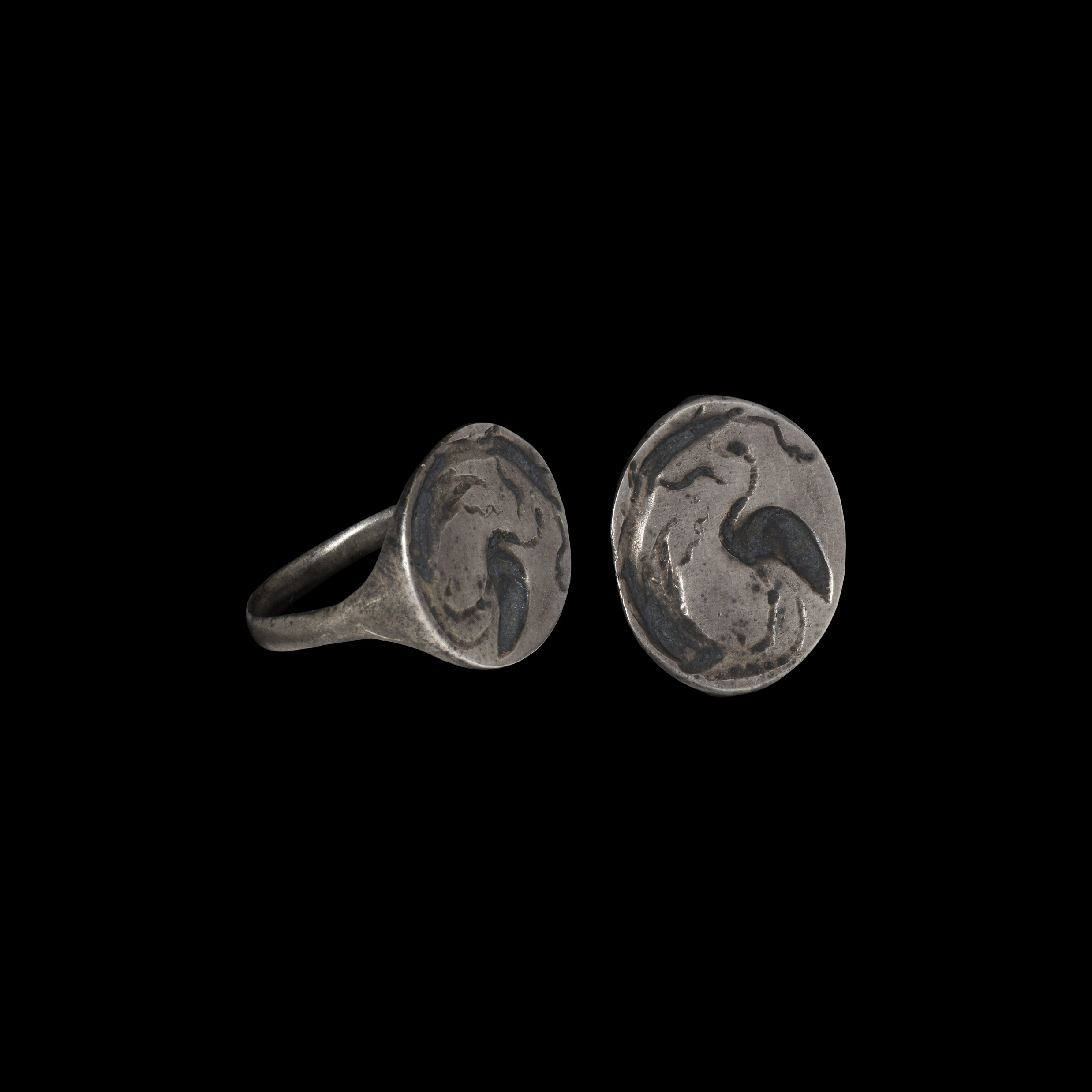 Greek Silver Ring with Flamingo