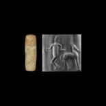Western Asiatic Cylinder Seal with Figure and Goat