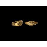 Roman Gilt Signet Ring with Horse