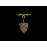 Medieval Heraldic Horse Harness Pendant with Lion Masks
