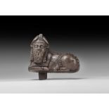 Western Asiatic Neo-Sumerian Silver Human-Headed Bull Statuette