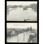 A collection of 58 printed postcards of the floods in Paris, France, in 1910.Buyer’s Premium 29.