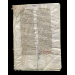MANUSCRIPT. A sixteen page manuscript fragment of Seneca's 'De Ira' on vellum, probably late 15th or