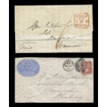 A collection of albums and album leaves, including Great Britain postal history from 1840s 1d red