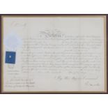AUTOGRAPHS. A printed document with manuscript entries signed by Queen Victoria and Lord Palmerston,