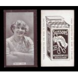 A set of 30 Wills Scissors 'Actresses (purple brown with brown backs)' cigarette cards, circa