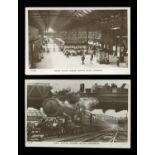 A collection of 25 postcards of railway stations, including photographic postcards titled 'York