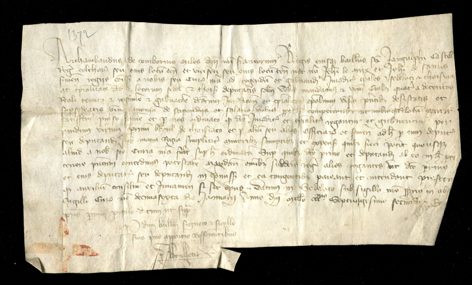 DOCUMENTS. A Charles IV of France manuscript document on vellum dated 29 April 1324, relating to a - Image 3 of 6