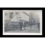 A photographic postcard of Baigent Builders' horse and cart near Golden Square, Henfield, West