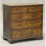 A George III mahogany chest of two short and three graduated long drawers, on bracket feet, height