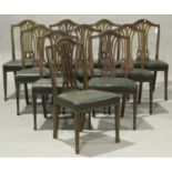 A set of twelve early 20th century George III style mahogany pierced splat back dining chairs,