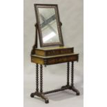 An early 19th century Dutch floral marquetry swing frame dressing table, profusely inlaid with