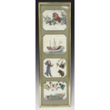 A group of Chinese Canton export paintings on rice paper, mid to late 19th century, comprising a