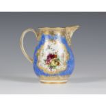 An interesting and unusual Bristol porcelain jug, circa 1770, the pear shaped body enamelled with