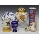 A group of decorative ceramics and glassware, late 19th century and later, including a Royal