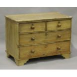 A 19th century fruitwood chest of two short and two long drawers, raised on bracket feet, height