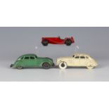 A Dinky Toys No. 30A Chrysler 'Airflow' car, finished in green with plated grill and bumpers,