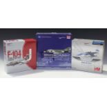 Eleven Hobby Master 1:72 scale model jet fighter aircraft, including an HA1015 F-104G Taiwan