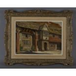 Frank Moss Bennett - 'Anne of Cleves House, Lewes', early 20th century oil on canvas-board, signed